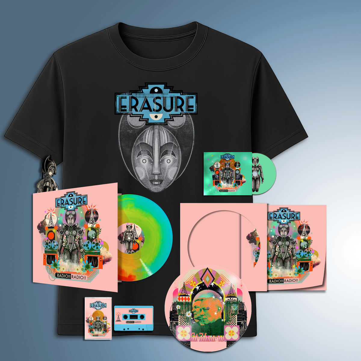 Erasure - Radio!! Radio!! - Sunburst Vinyl + Picture Disc + Special Edition CD + Cassette + T-Shirt