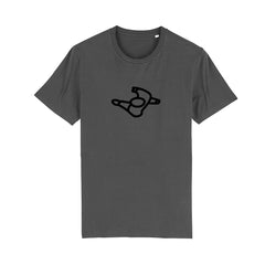 Mute Walking Man Logo - Black on Dark Grey T-Shirt