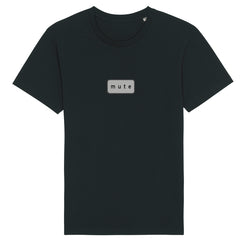 Mute Square Silver Logo - Black T-Shirt